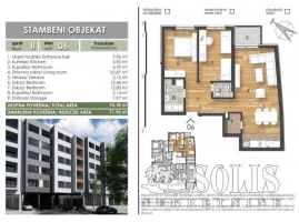 Apartment, Three-room apartment<br>72 m<sup>2</sup>, Grbavica