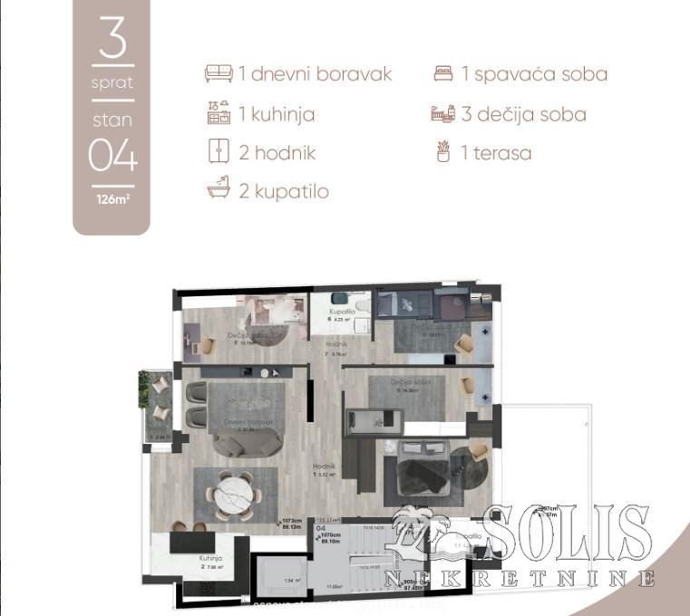 Apartment, Four- room apartment<br>126 m<sup>2</sup>, Podbara