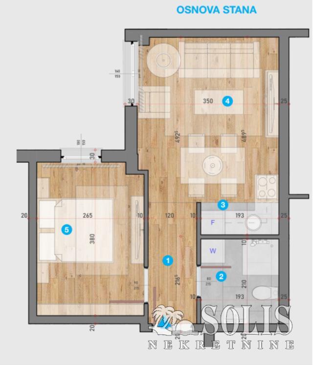 Apartment, Two-room apartment (one bedroom)<br>32 m<sup>2</sup>, Somborski bulevar
