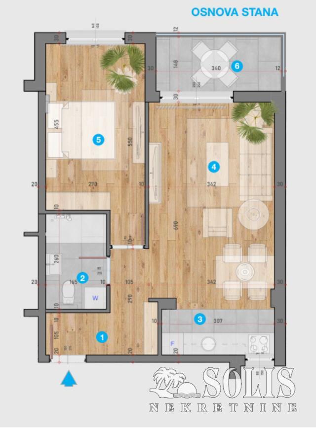 Apartment, Two-room apartment (one bedroom)<br>49 m<sup>2</sup>, Somborski bulevar