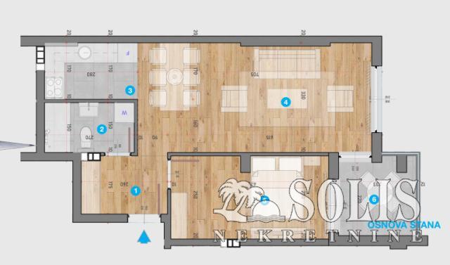 Apartment, Two-room apartment (one bedroom)<br>52 m<sup>2</sup>, Somborski bulevar