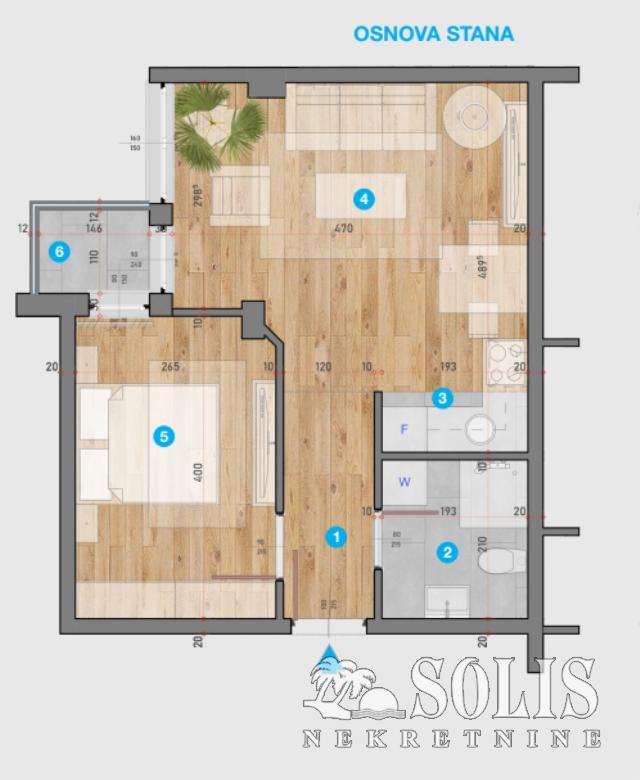Apartment, Two-room apartment (one bedroom)<br>38 m<sup>2</sup>, Somborski bulevar