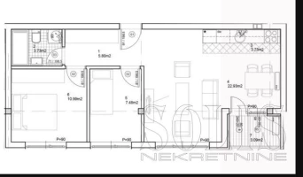 Apartment, Two and a half-room apartment<br>58 m<sup>2</sup>, Nova Detelinara