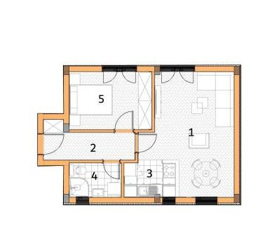 Квартира, Двухкомнатная<br>49 m<sup>2</sup>, Veternik