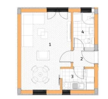 Apartment, One-room apartment<br>34 m<sup>2</sup>, Veternik