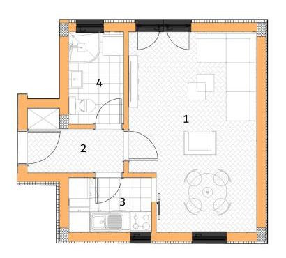 Wohnung, 1-Zimmerwohnung<br>37 m<sup>2</sup>, Veternik