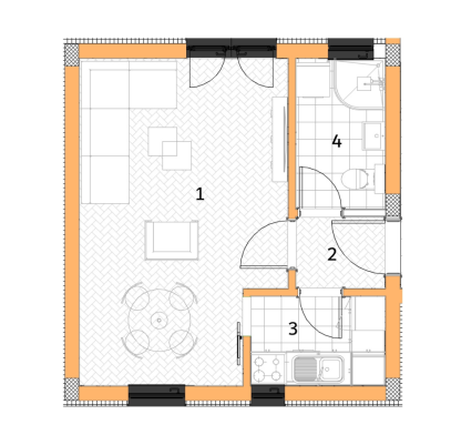 Wohnung, 1-Zimmerwohnung<br>34 m<sup>2</sup>, Veternik