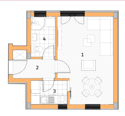 Wohnung, 1-Zimmerwohnung<br>38 m<sup>2</sup>, Veternik
