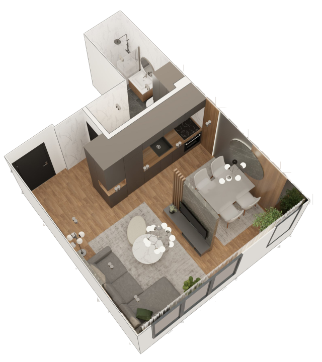 Apartment, Efficiency apartment<br>28 m<sup>2</sup>, Sajam