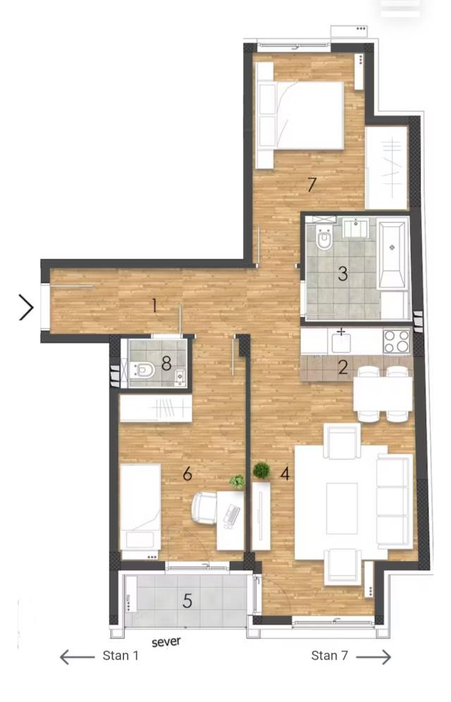 Apartment, Three-room apartment<br>66 m<sup>2</sup>, Cara Dušana - Adamovićevo