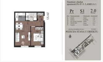 Apartment, One and a half-room apartment<br>38 m<sup>2</sup>, Somborski bulevar