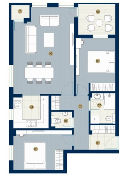 Apartment, Three-room apartment<br>76 m<sup>2</sup>, Centar