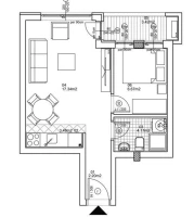 Wohnung, 1.5-Zimmer Wohnung<br>32 m<sup>2</sup>, Telep - južni