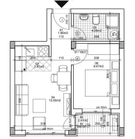 Wohnung, 1.5-Zimmer Wohnung<br>32 m<sup>2</sup>, Telep - južni