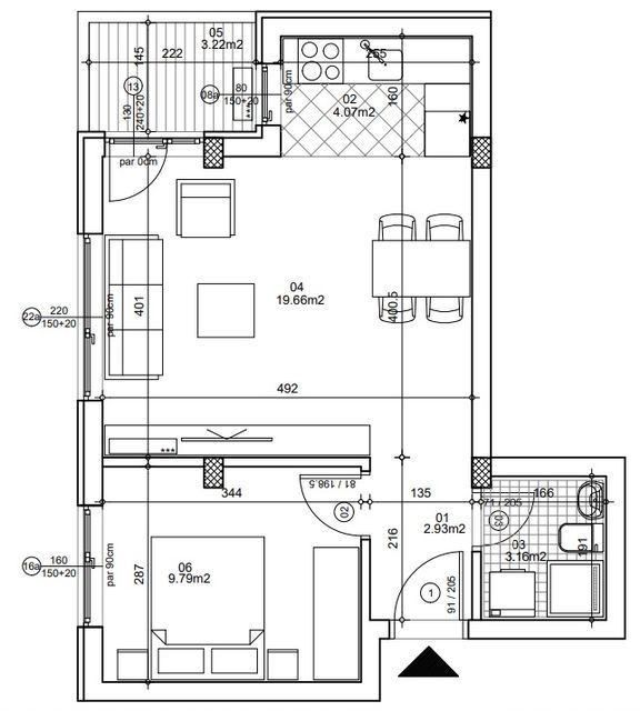 Wohnung, 2-Zimmer Wohnung<br>42 m<sup>2</sup>, Telep - južni