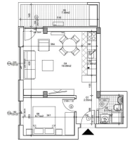 Wohnung, 1.5-Zimmer Wohnung<br>43 m<sup>2</sup>, Telep - južni