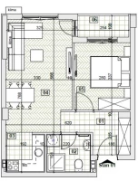 Apartment, Two-room apartment (one bedroom)<br>43 m<sup>2</sup>, Avijacija