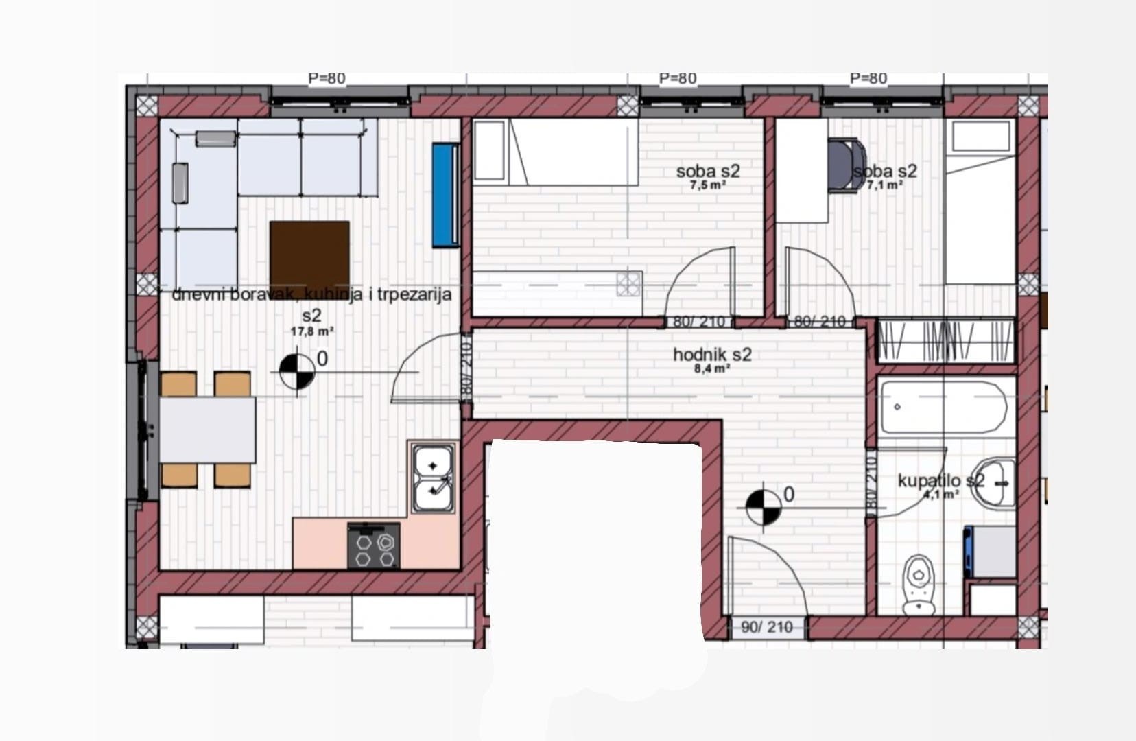 Apartment, Two and a half-room apartment<br>46 m<sup>2</sup>, Tatarsko brdo