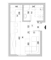 Apartment, Efficiency apartment<br>24 m<sup>2</sup>, Veternik