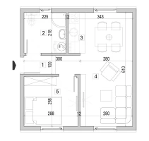 Квартира, 1,5 комнатная<br>36 m<sup>2</sup>, Veternik