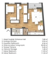 Apartment, Three-room apartment<br>63 m<sup>2</sup>, Salajka