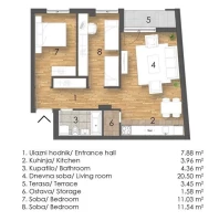 Wohnung, 3-Zimmer Wohnung<br>63 m<sup>2</sup>, Salajka