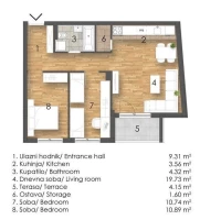 Apartment, Three-room apartment<br>63 m<sup>2</sup>, Salajka