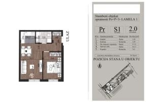 Apartment, Two-room apartment (one bedroom)<br>38 m<sup>2</sup>, Telep - južni