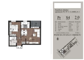 Apartment, Two-room apartment (one bedroom)<br>40 m<sup>2</sup>, Telep - južni