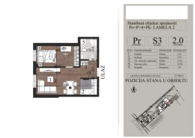 Apartment, Two-room apartment (one bedroom)<br>34 m<sup>2</sup>, Telep - južni