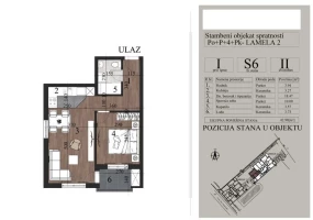 Apartment, Two-room apartment (one bedroom)<br>43 m<sup>2</sup>, Telep - južni