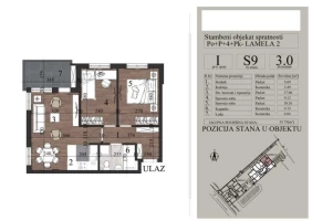 Apartment, Three-room apartment<br>56 m<sup>2</sup>, Telep - južni