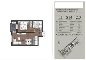 Apartment, Two-room apartment (one bedroom)<br>38 m<sup>2</sup>, Telep - južni