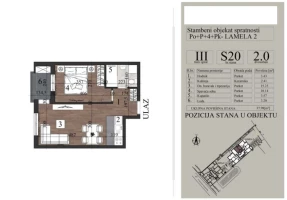 Apartment, Two-room apartment (one bedroom)<br>38 m<sup>2</sup>, Telep - južni