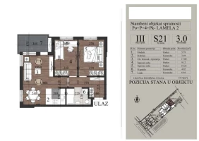 Apartment, Two-room apartment (one bedroom)<br>56 m<sup>2</sup>, Telep - južni