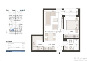 Apartment, Two-room apartment (one bedroom)<br>42 m<sup>2</sup>, Centar