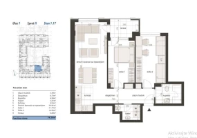 Apartment, Three-room apartment<br>74 m<sup>2</sup>, Centar