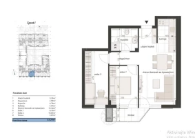 Apartment, Two and a half-room apartment<br>53 m<sup>2</sup>, Centar