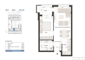 Apartment, Two-room apartment (one bedroom)<br>47 m<sup>2</sup>, Centar