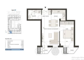 Apartment, Two-room apartment (one bedroom)<br>45 m<sup>2</sup>, Centar