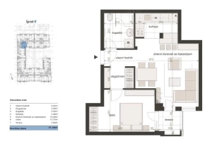 Apartment, Two-room apartment (one bedroom)<br>51 m<sup>2</sup>, Centar