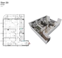 Wohnung, 3-Zimmer Wohnung<br>68 m<sup>2</sup>, Telep - severni