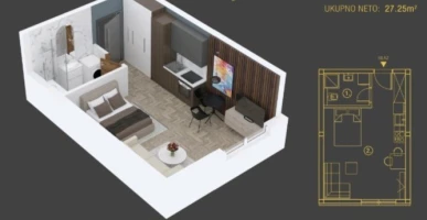 Stan, Garsonjera<br>28 m<sup>2</sup>, Alibegovac