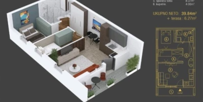 Stan, Dvosoban<br>47 m<sup>2</sup>, Alibegovac