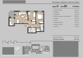 Stan, Trosoban<br>65 m<sup>2</sup>, Socijalno
