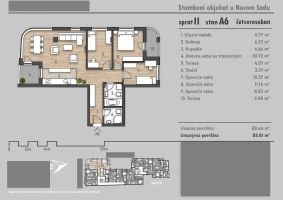 Wohnung, 4-Zimmer Wohnung<br>87 m<sup>2</sup>, Socijalno