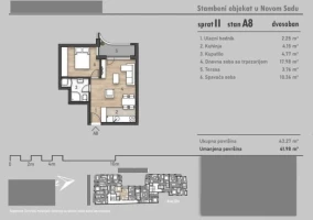 Stan, Dvosoban<br>42 m<sup>2</sup>, Socijalno