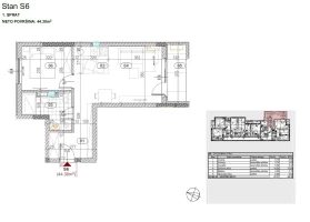 Apartment, Two-room apartment (one bedroom)<br>44 m<sup>2</sup>, Somborski bulevar