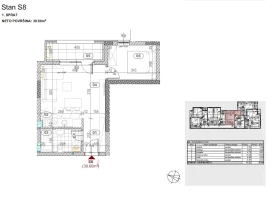 Квартира, Двухкомнатная<br>40 m<sup>2</sup>, Somborski bulevar